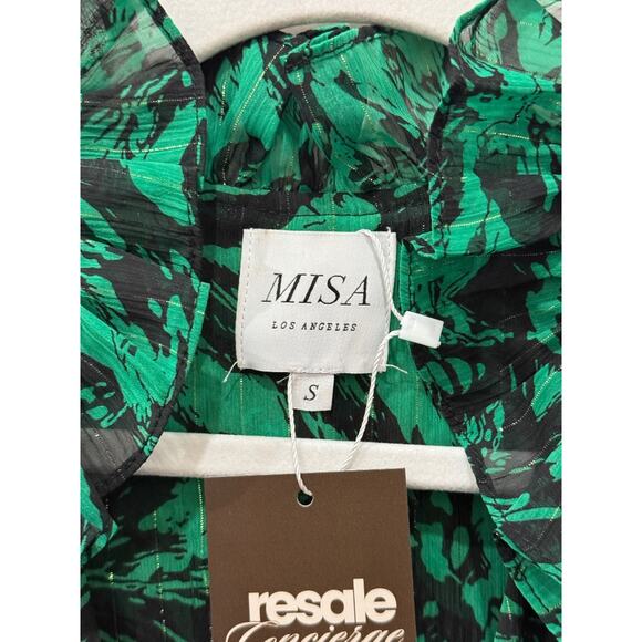 Misa Los Angeles Jocasta Maxi Dress Emerald Green Black Abstract Floral Womens S - Picture 6 of 7